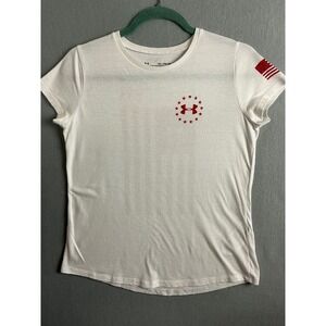 Under Armour T Shirt Girls‎ Extra Large Freedom American Flag Graphic Heat Gear